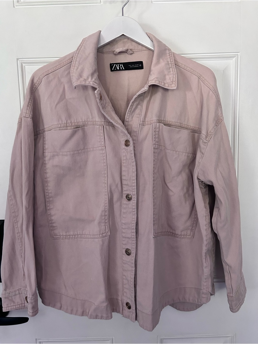 ZARA Pale Pink Oversized Denim Shirt Jacket